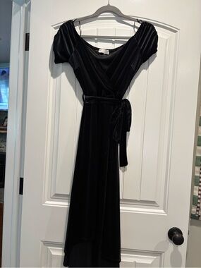 Black velvet little black dress